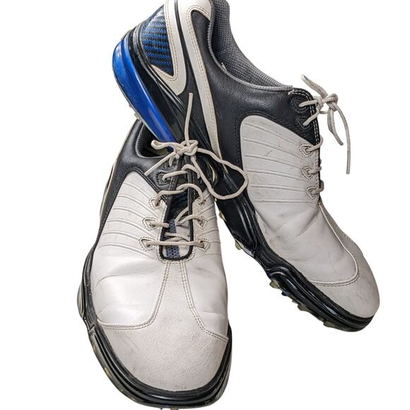 FootJoy Golf Shoes Mens 10.5M White Black Leather Spiked Cleats Flex Zone 53139 FootJoy Golf Shoes Mens 10.5M White Black Leather... | Depop main image 4